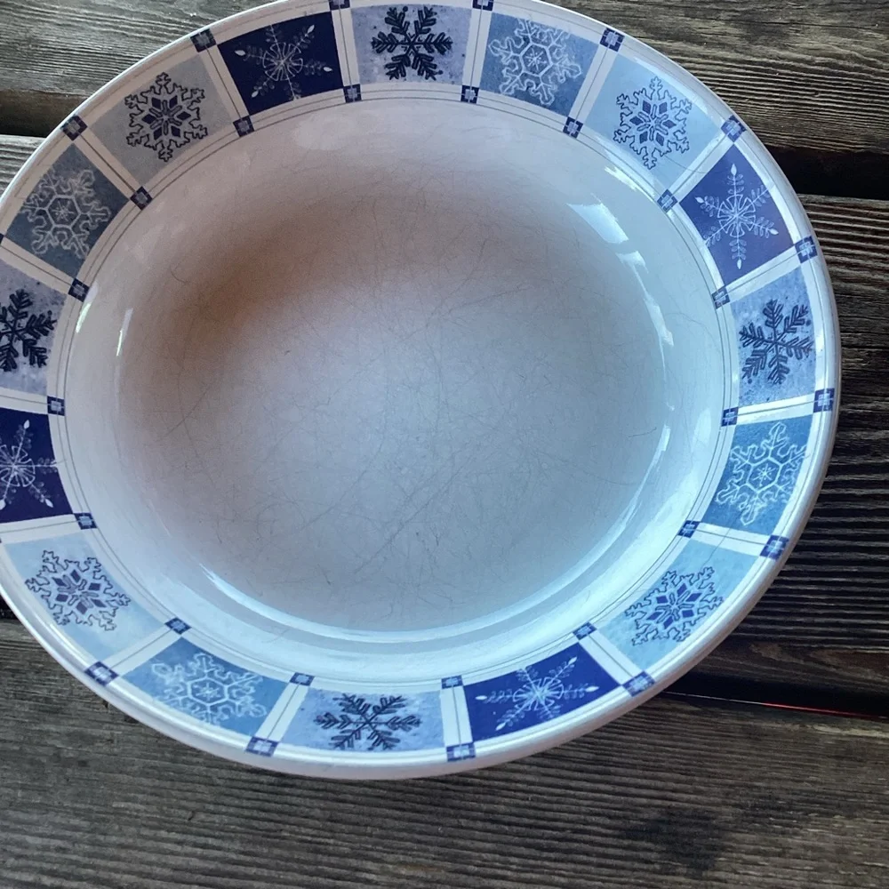 Sakura Winter Frost Stoneware Rimmed Soup Bowls - set of 2